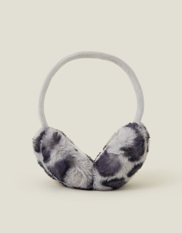 Faux Fur Earmuffs, Black (BLACK WHITE), large