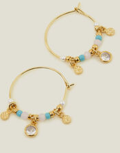 14ct Gold-Plated Beaded Hoops, , large