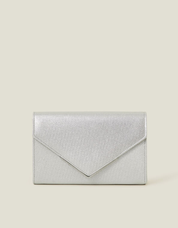 Metallic Envelope Clutch Bag, Silver (SILVER), large