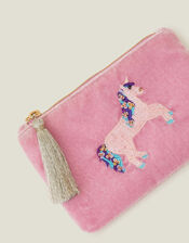 Girls Velvet Unicorn Coin Purse, , large