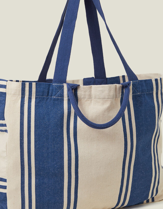 Stripe Canvas Shopper Bag, , large