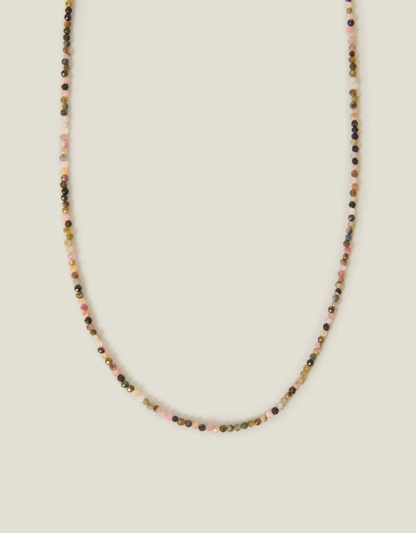 14ct Gold-Plated Tourmaline Bead Necklace, , large