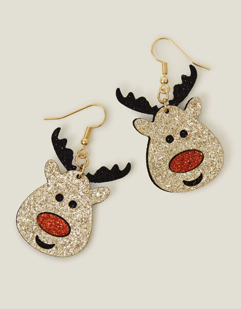 Glitter Reindeer Earrings, , large