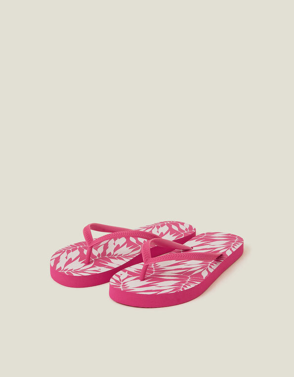 Palm Print Flip Flops, Pink (PINK), large