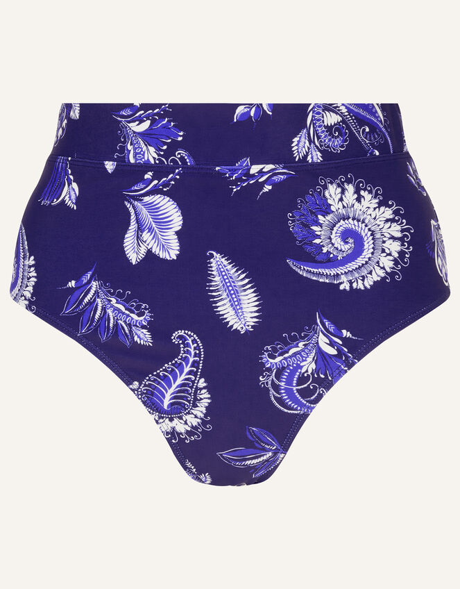 Paisley High Waisted Bikini Bottoms, Blue (BLUE), large