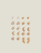 10-Pack Celestial Sparkle Stud Earrings, , large