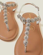 Sparkle Diamante Wide Fit Sandals, Silver (SILVER), large