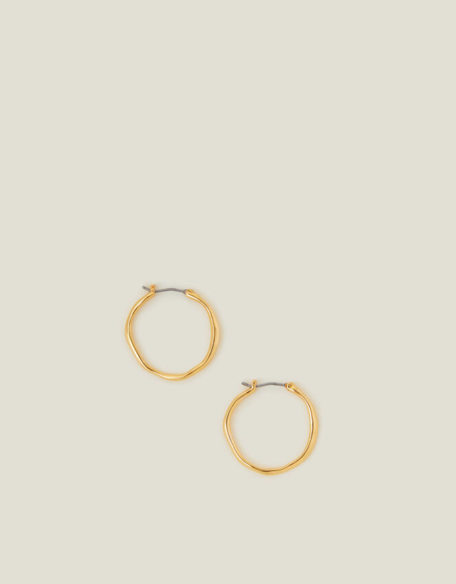 14ct Gold-Plated Thin Molten Hoop Earrings, , large