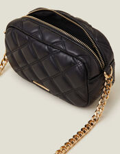 Quilted Chunky Chain Camera Bag, Black (BLACK), large