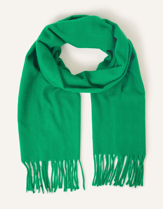 Plain Tassel Scarf, Green (GREEN), large