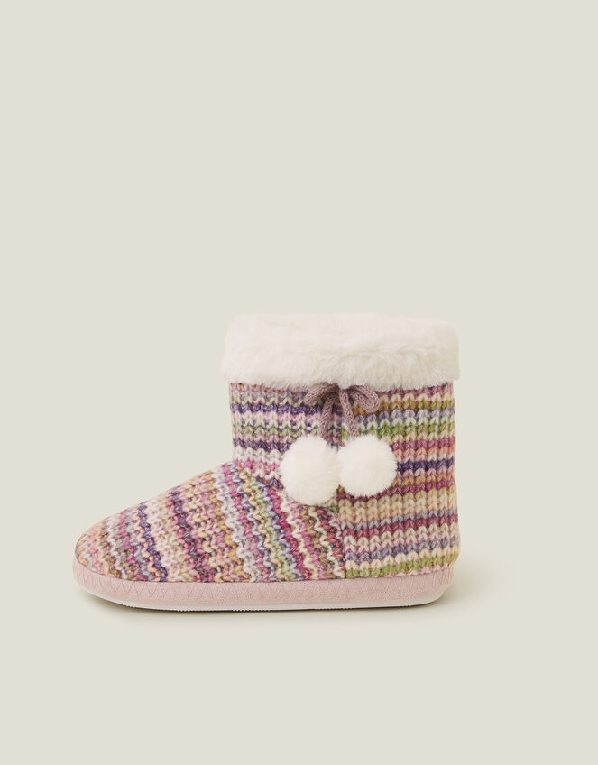 Stripe Knit Slipper Boots, Multi (PASTEL MULTI), large