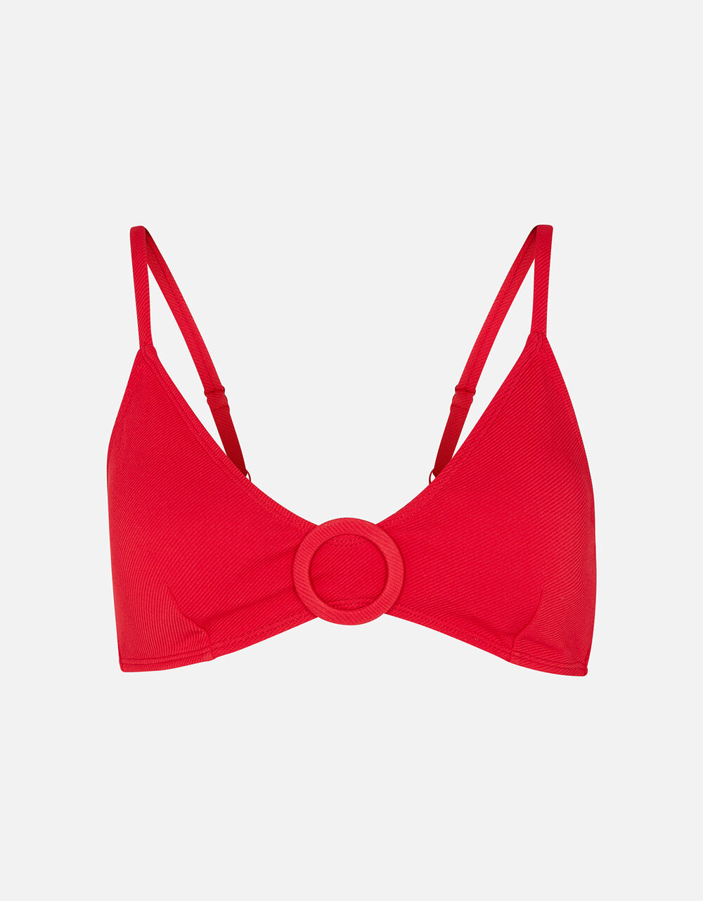 Buckle Front Textured Bikini Top Red | Bikini tops | Accessorize UK