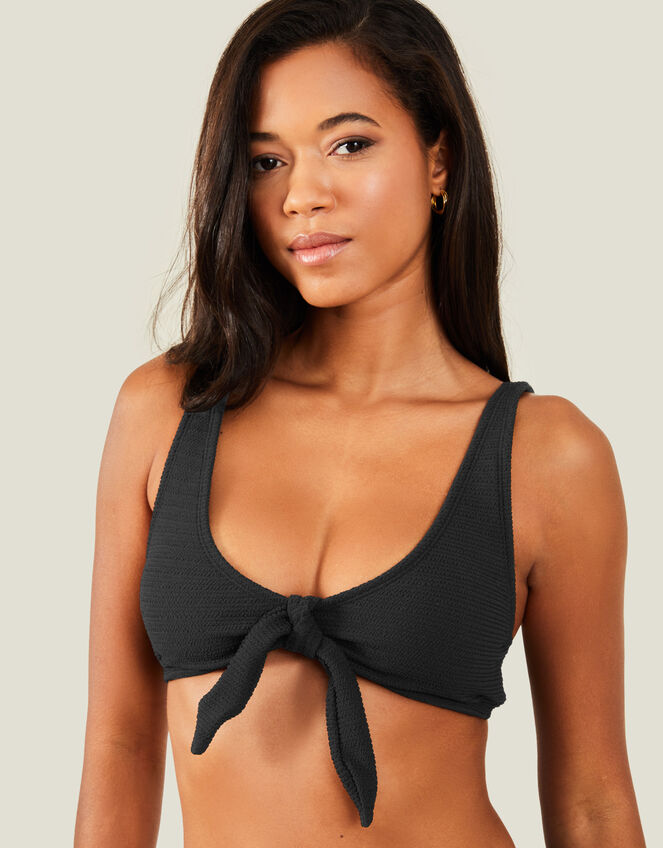 Bunny Tie Bikini Top, Black (BLACK), large