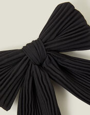 Pleated Bow Hair Clip, Black (BLACK), large