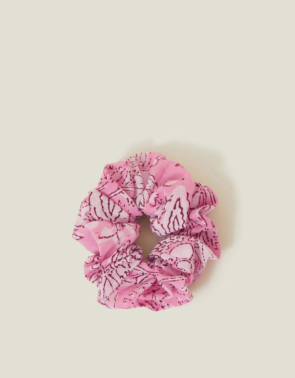 Floral Block Print Hair Scrunchie, , large