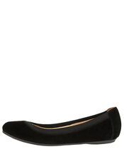 Suede Elasticated Ballerina Flats, Black (BLACK), large