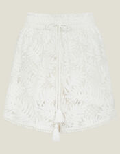 High Waist Lacy Palm Shorts, Ivory (IVORY), large