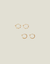 2-Pack 14ct Gold-Plated Seed Pearl Hoops, , large