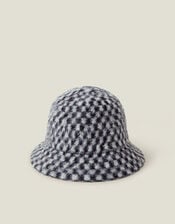 Fluffy Checkerboard Bucket Hat, , large