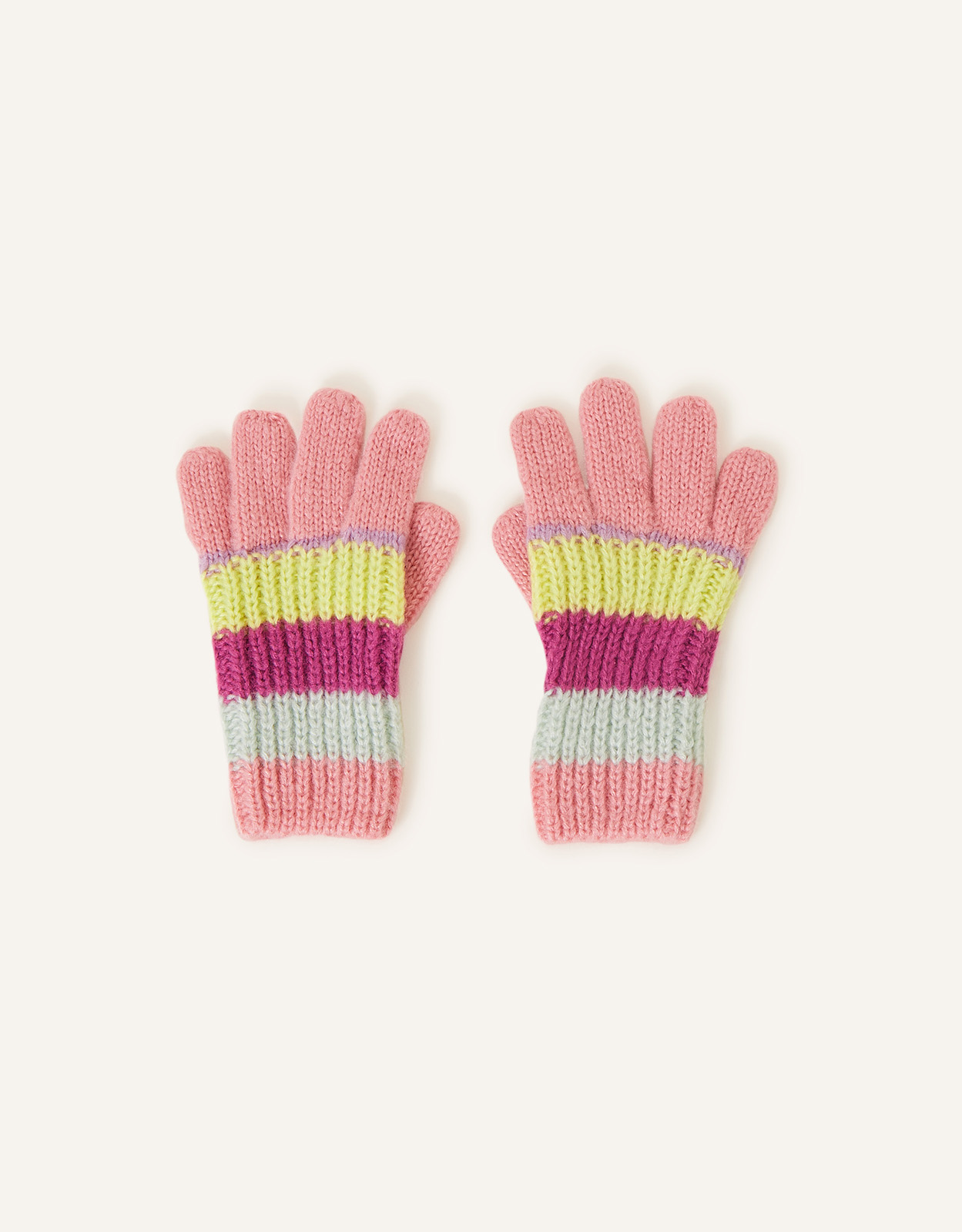 Accessorize Little Girl's Stripe Knit Gloves Multi, Size: 3-5 yrs