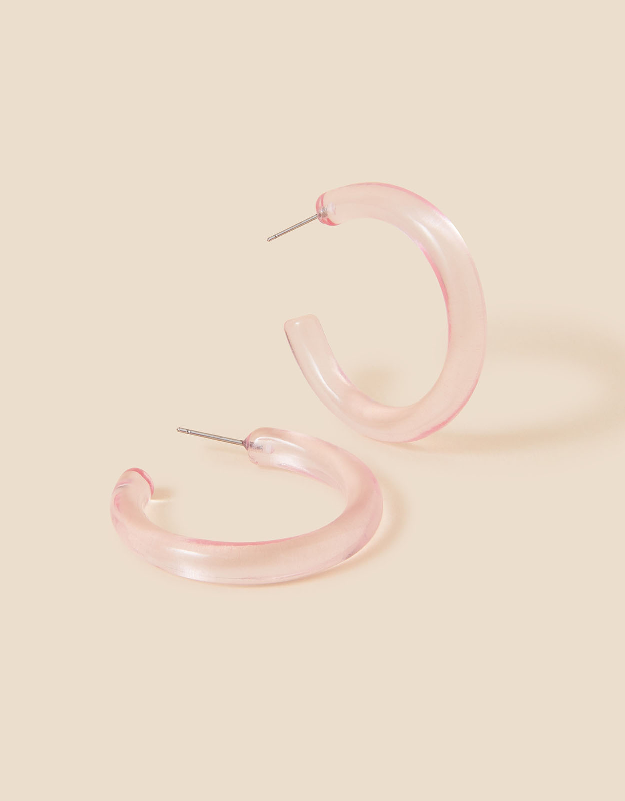 Accessorize Women's Pink Resin Hoops, Size: L 4 cm