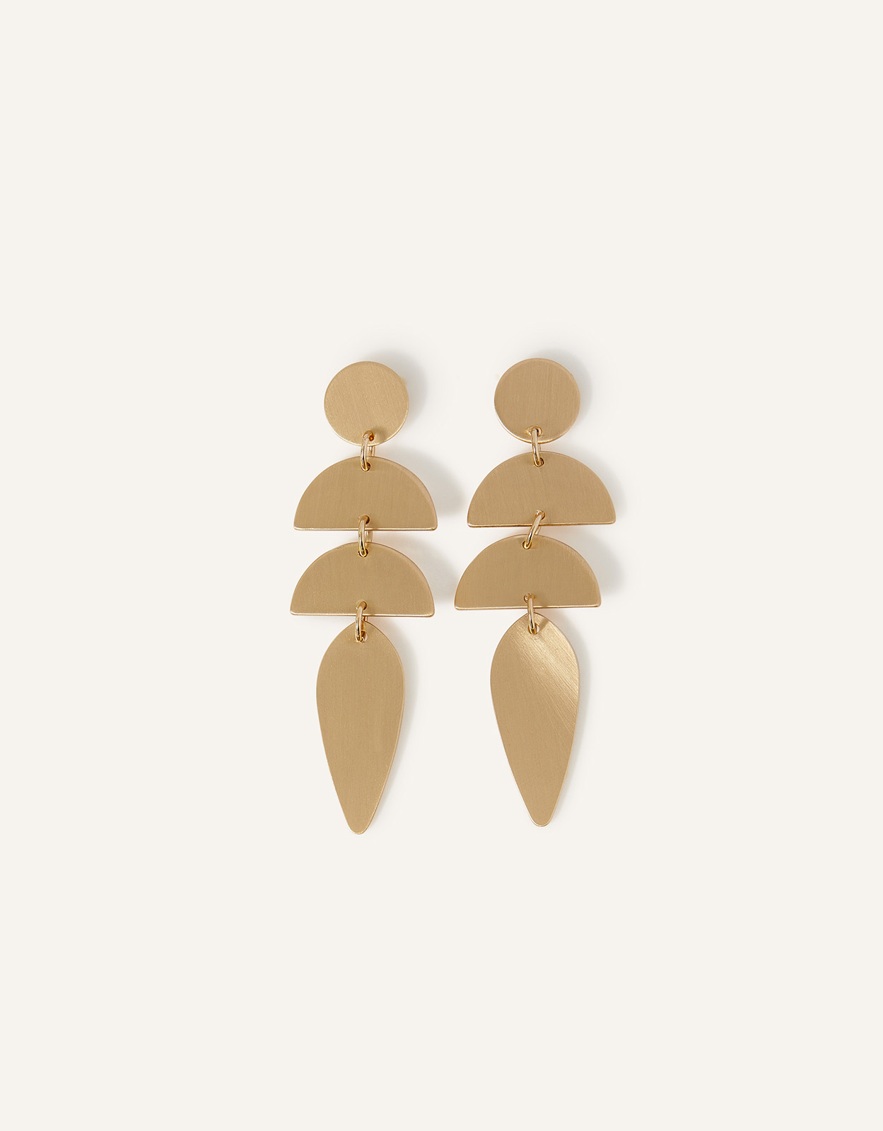 Accessorize Women's Gold Brushed Metal Triple Drop Earrings, Size: 7cm