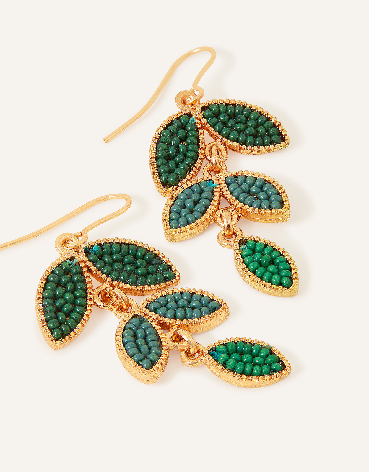 Accessorize Women's Beaded Leaf Drop Earrings