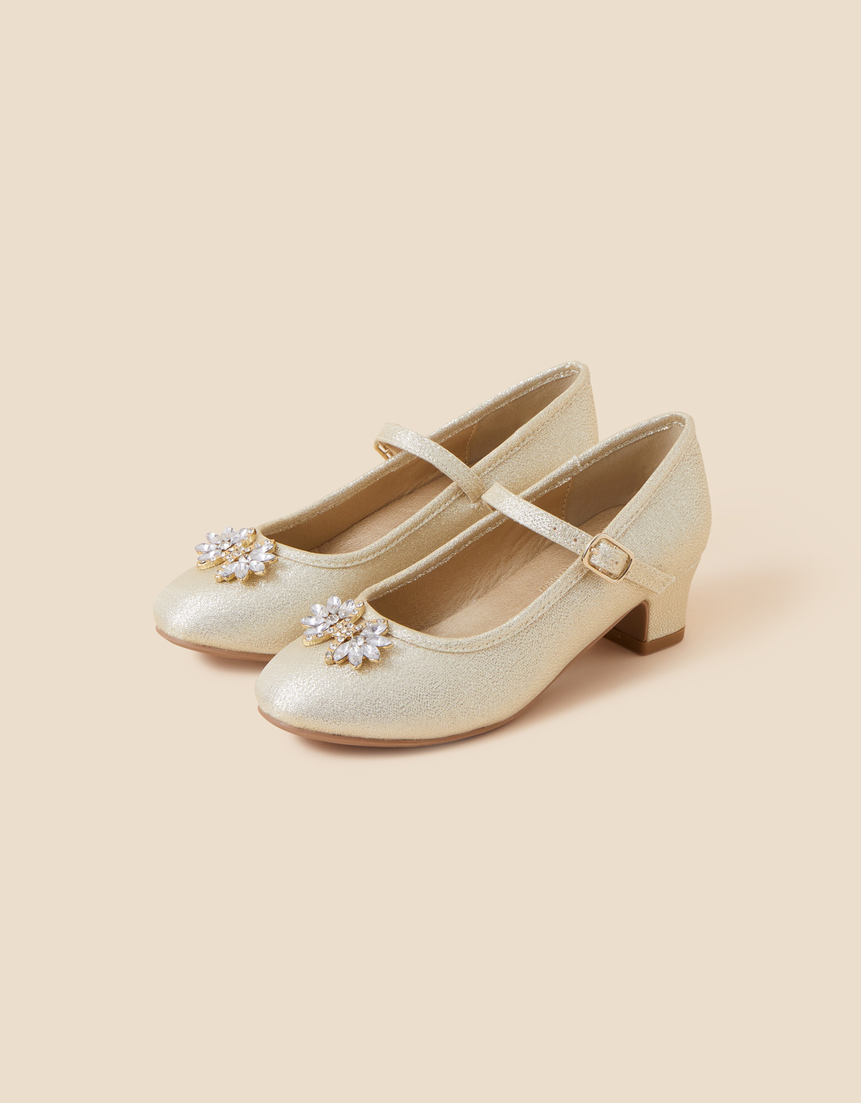 Accessorize Girl's Girls Shimmer Gem Flamenco Shoes Gold, Size: 8