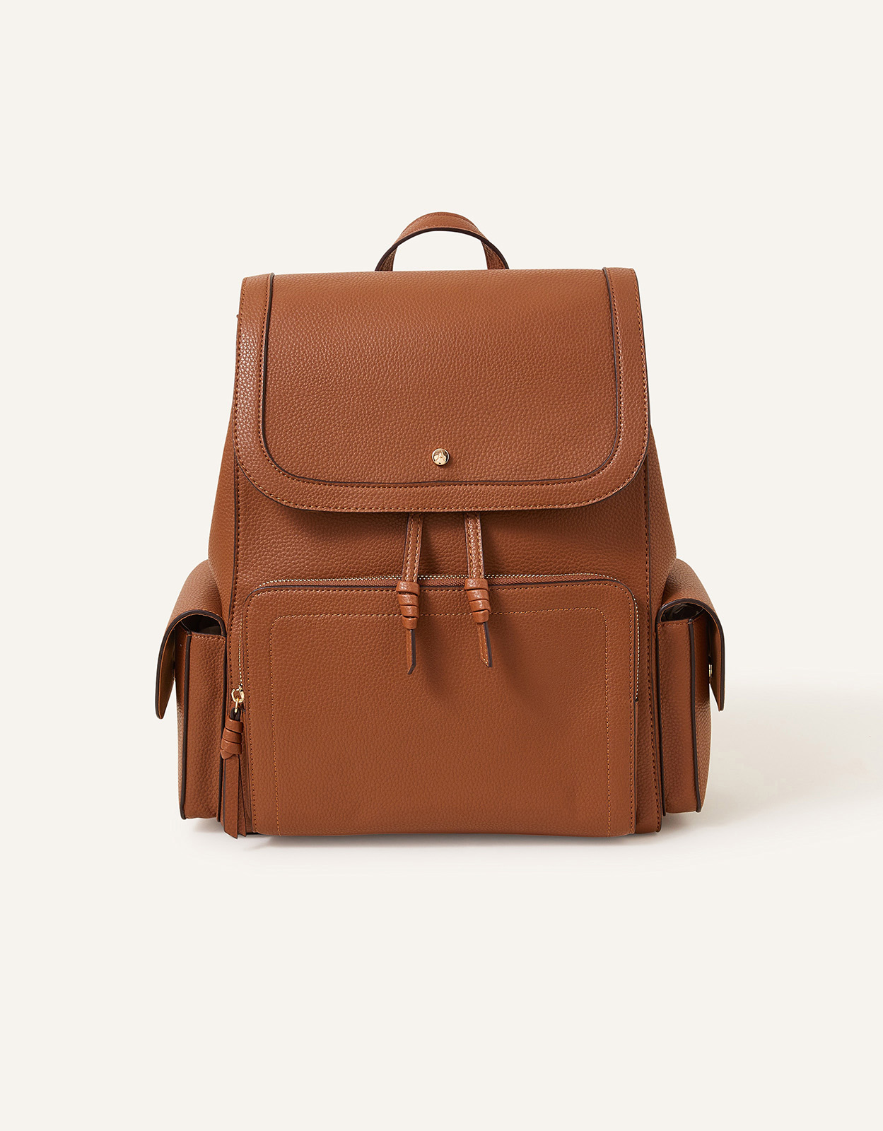 Accessorize Tan Brown Multi Pocket Laptop Backpack, Size: 35x29cm