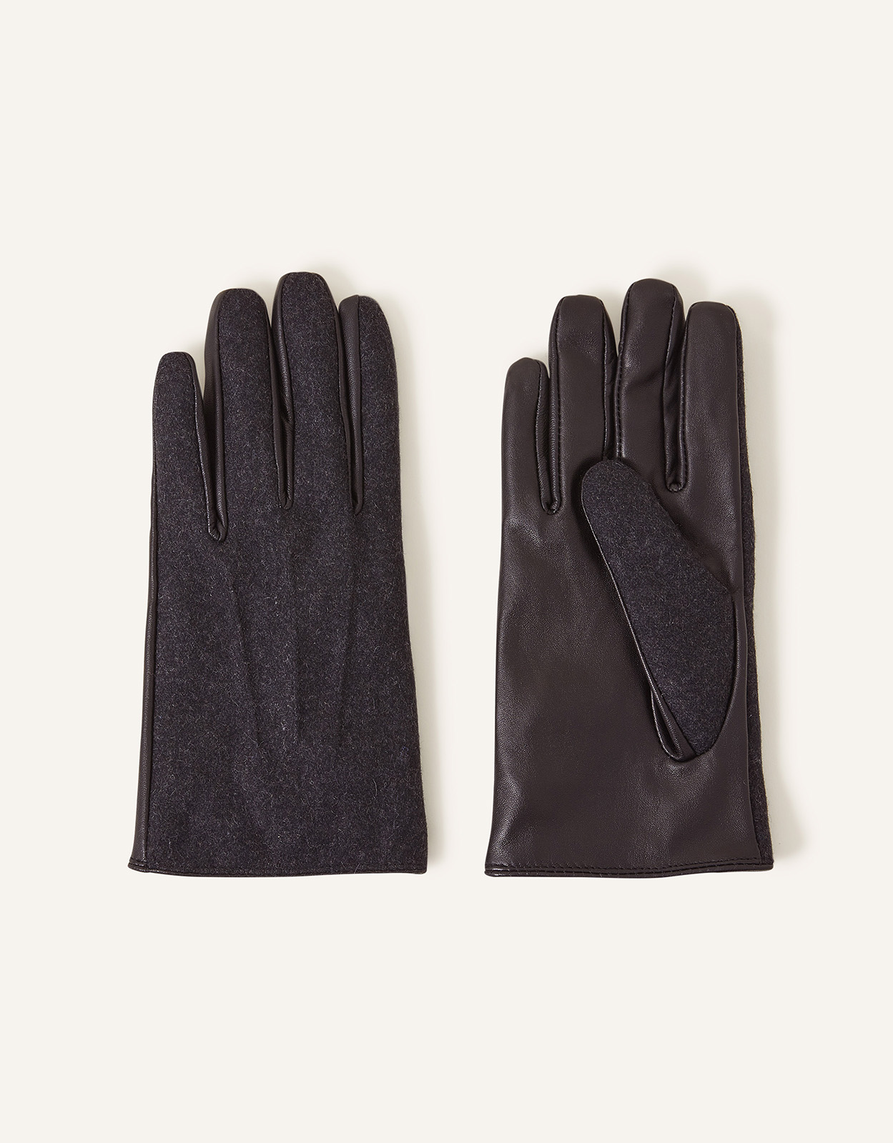 Accessorize Women's Leather Gloves in Wool Blend Grey, Size: One Size