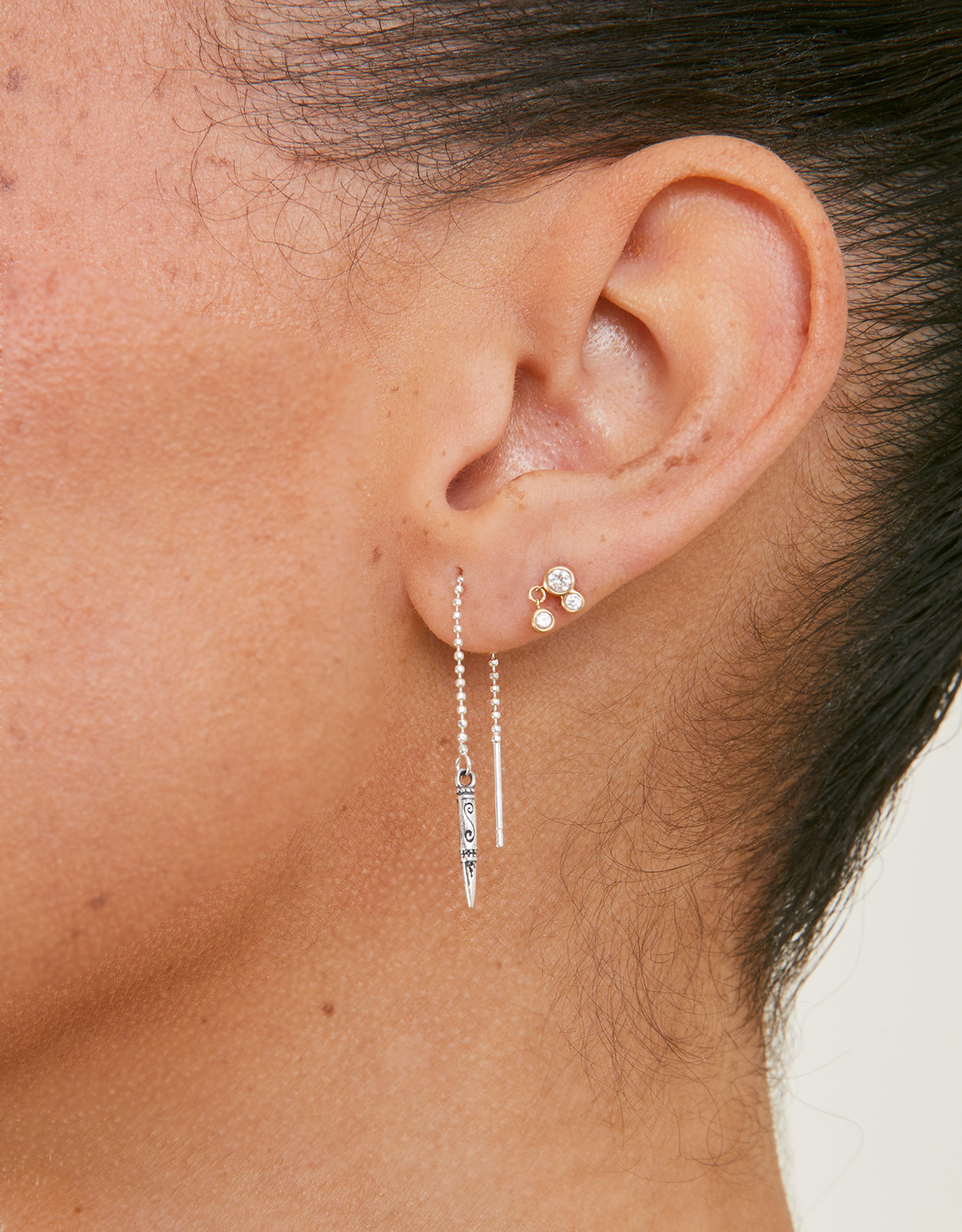 Accessorize Women's Sterling Silver Shard Drop Threader Earrings