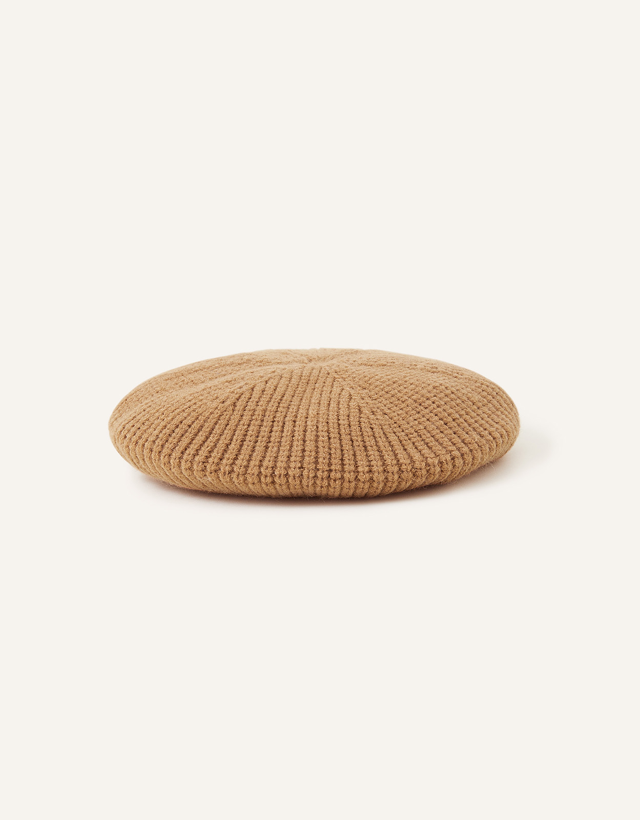Accessorize Ribbed Knit Beret Camel