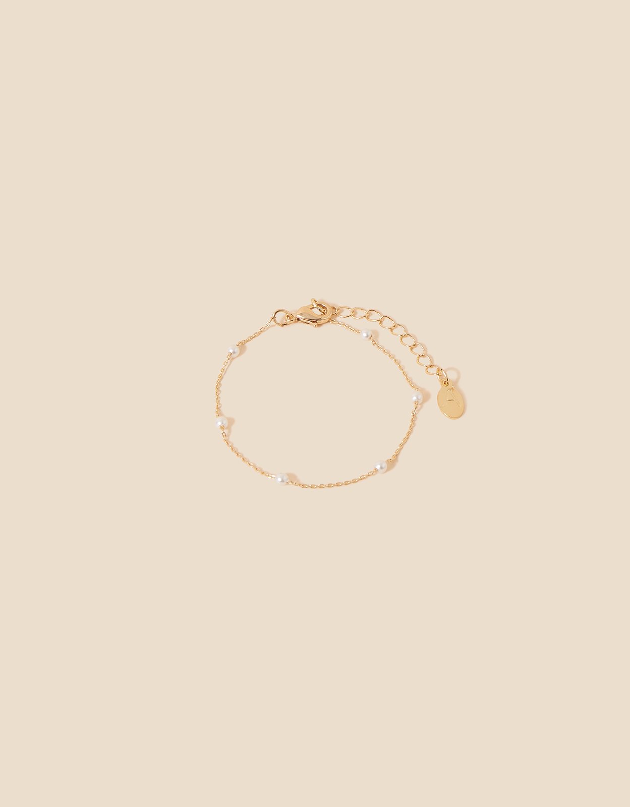 Accessorize Women's Gold Pearl Station Bracelet, Size: 18cm