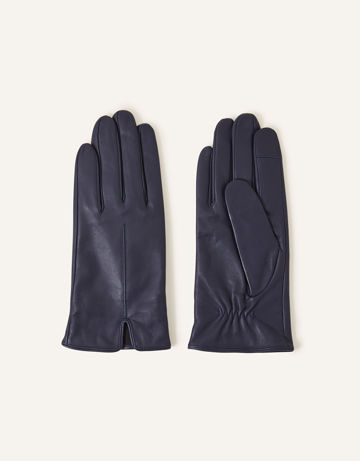 Accessorize Touchscreen Leather Gloves Blue