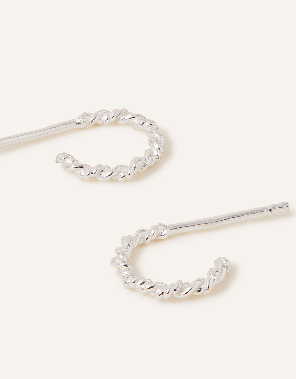 Accessorize Women's Silver 925 Sterling Twisted Rope Hoop Earrings, Size: 1cm