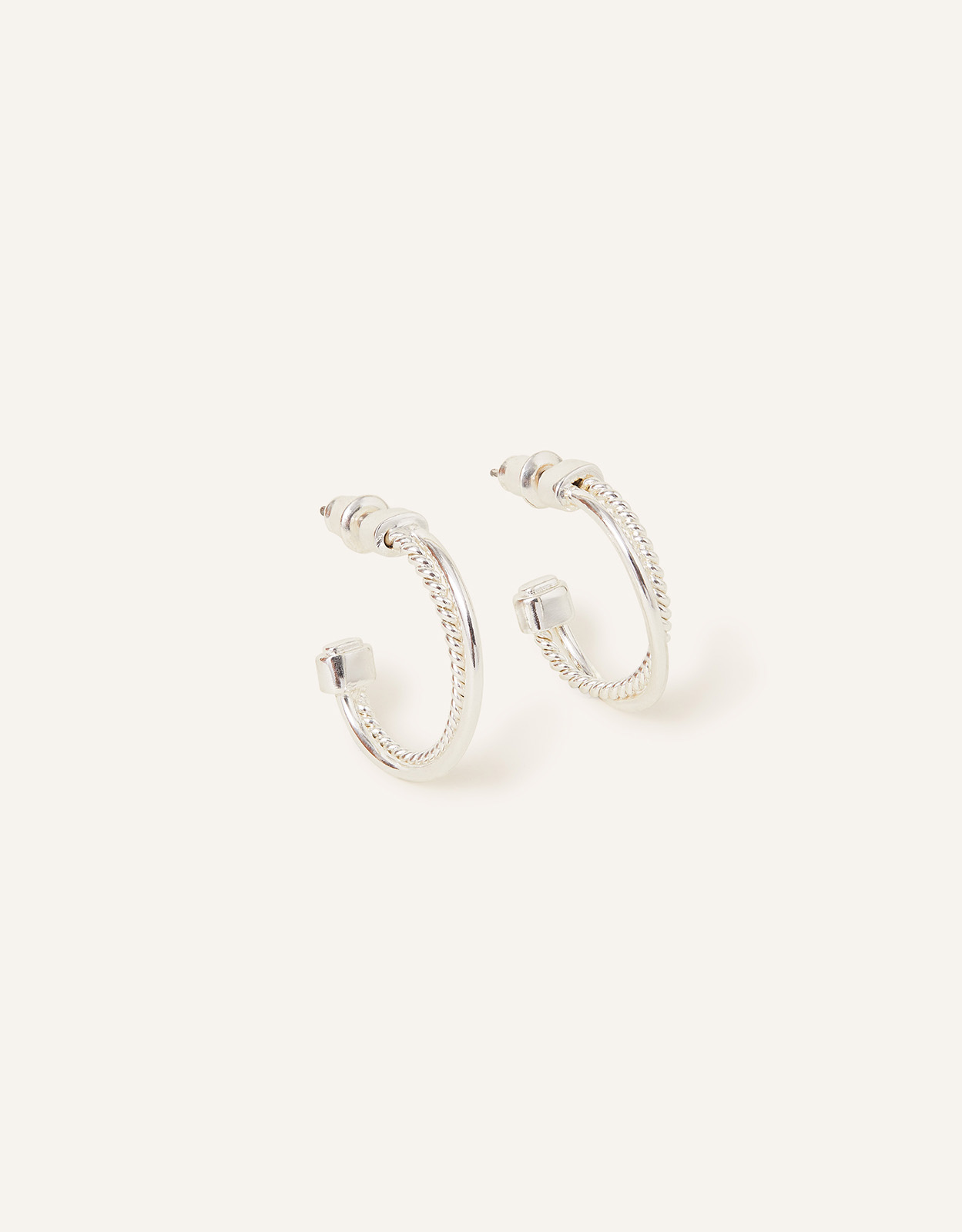 Accessorize Women's Sterling Silver-Plated Thin Twisted Hoops