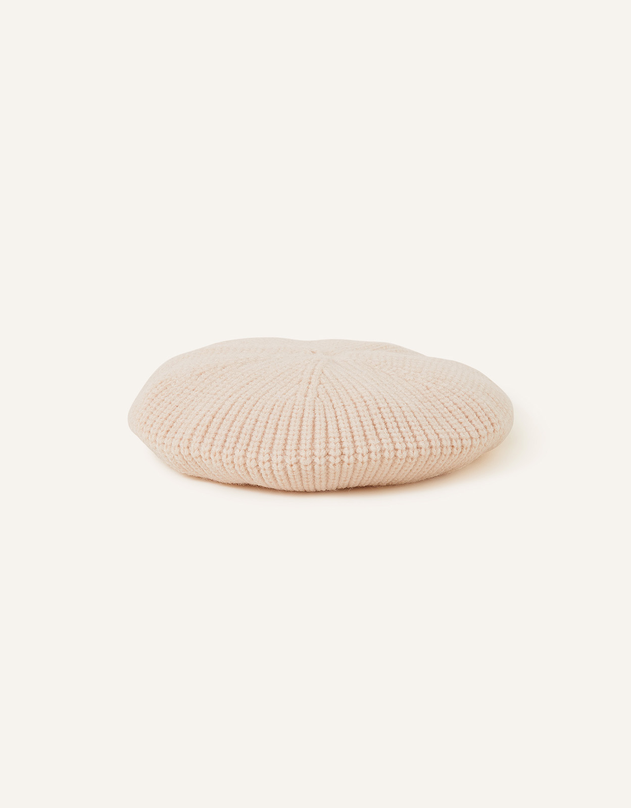 Accessorize Ribbed Knit Beret Natural