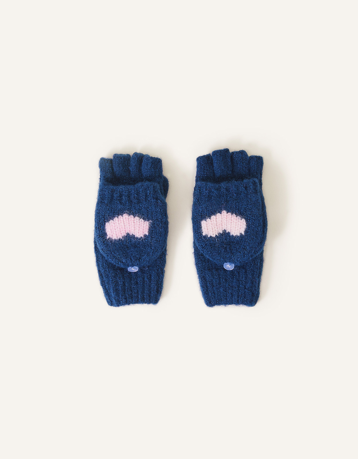 Accessorize Toddler's Heart Capped Gloves Blue, Size: 3-5 yrs