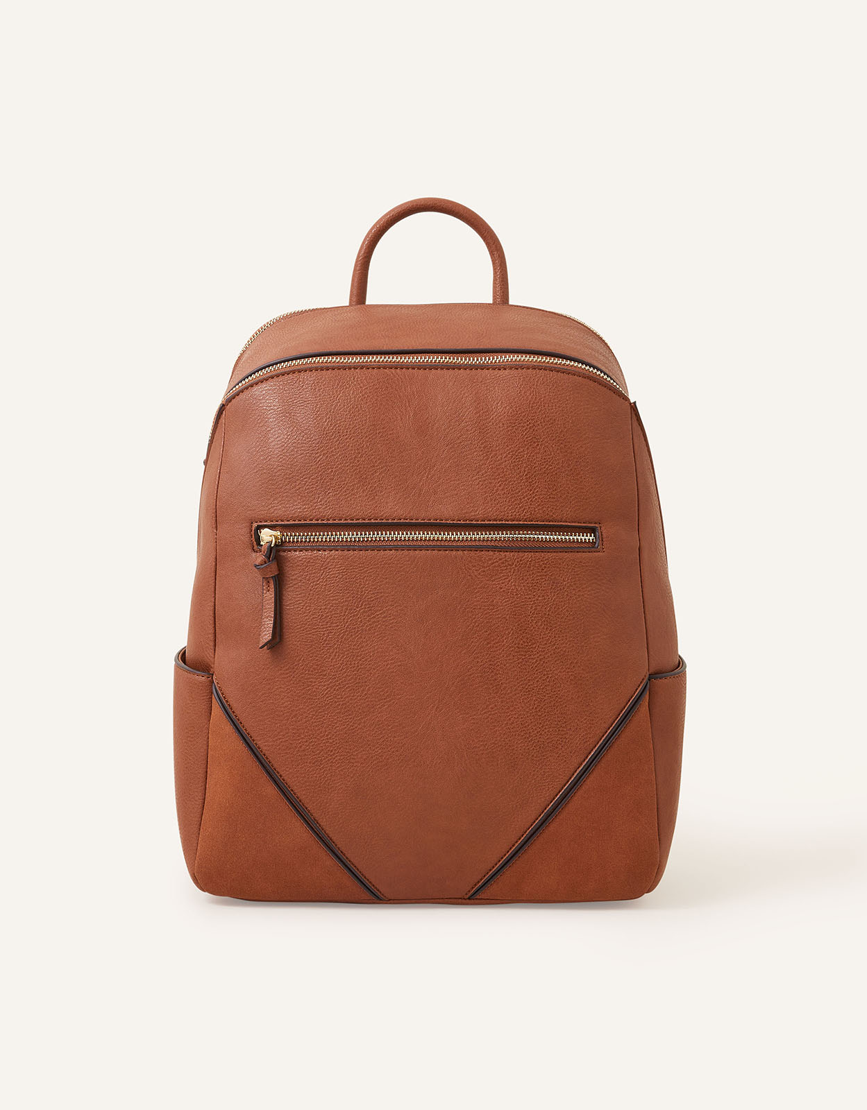 Accessorize Women's Classic Zip Around Backpack Tan, Size: 36x28cm