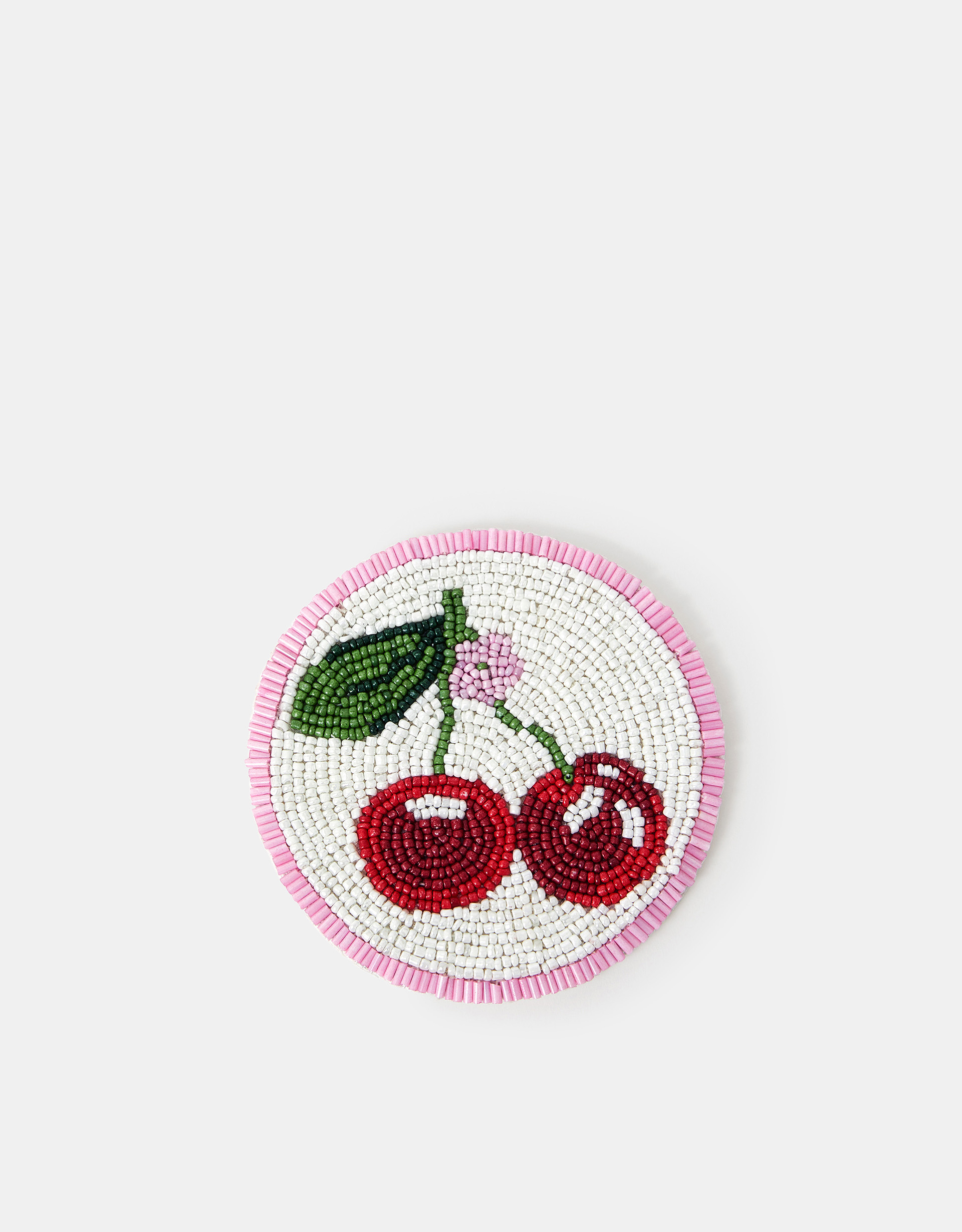 Round Cherry Beaded Coaster - Accessorize