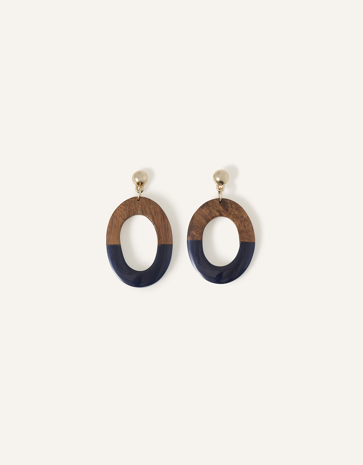 Accessorize Women's Statement Oval Wood Earrings