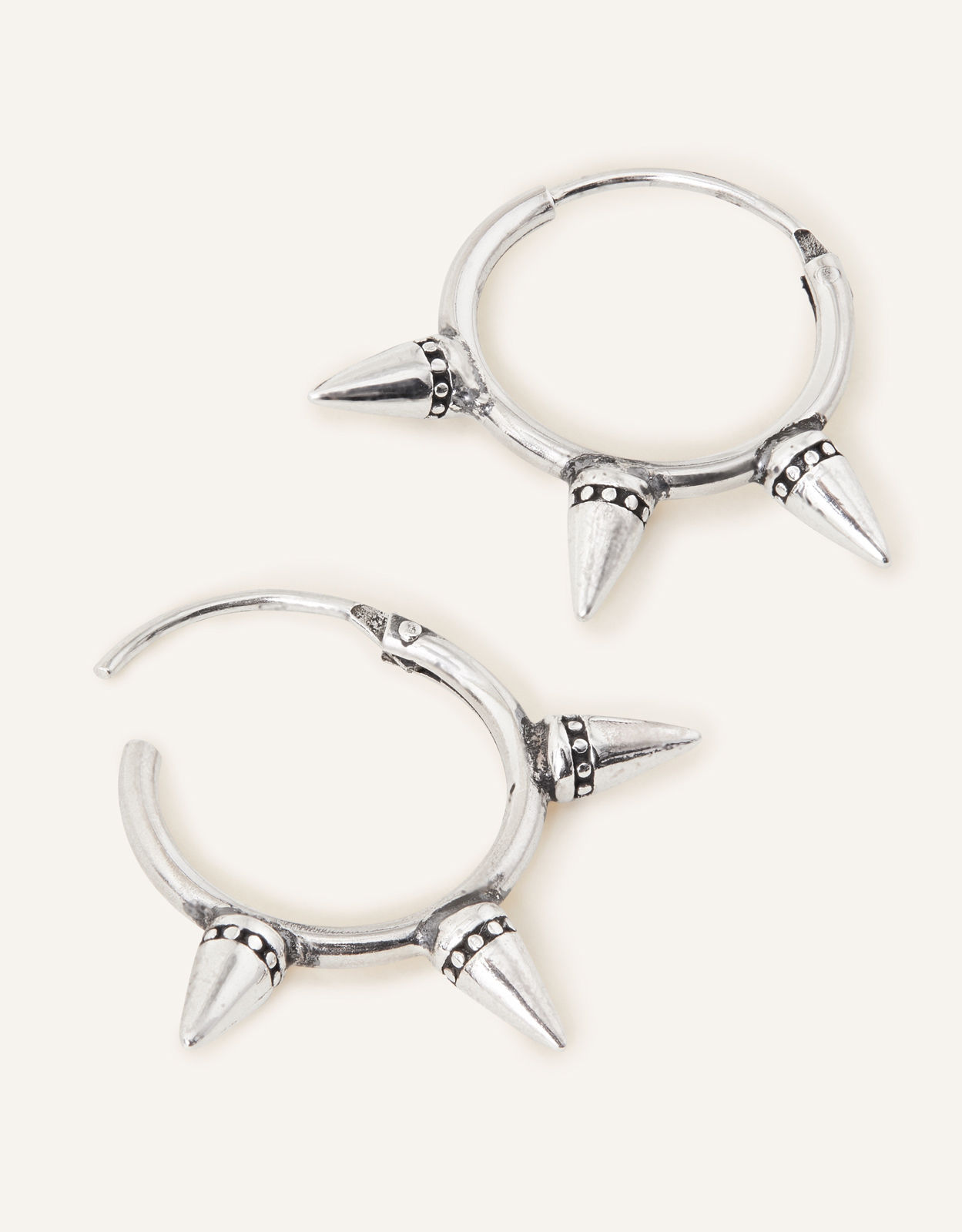 Accessorize Women's Sterling Silver Spiked Hoop Earrings