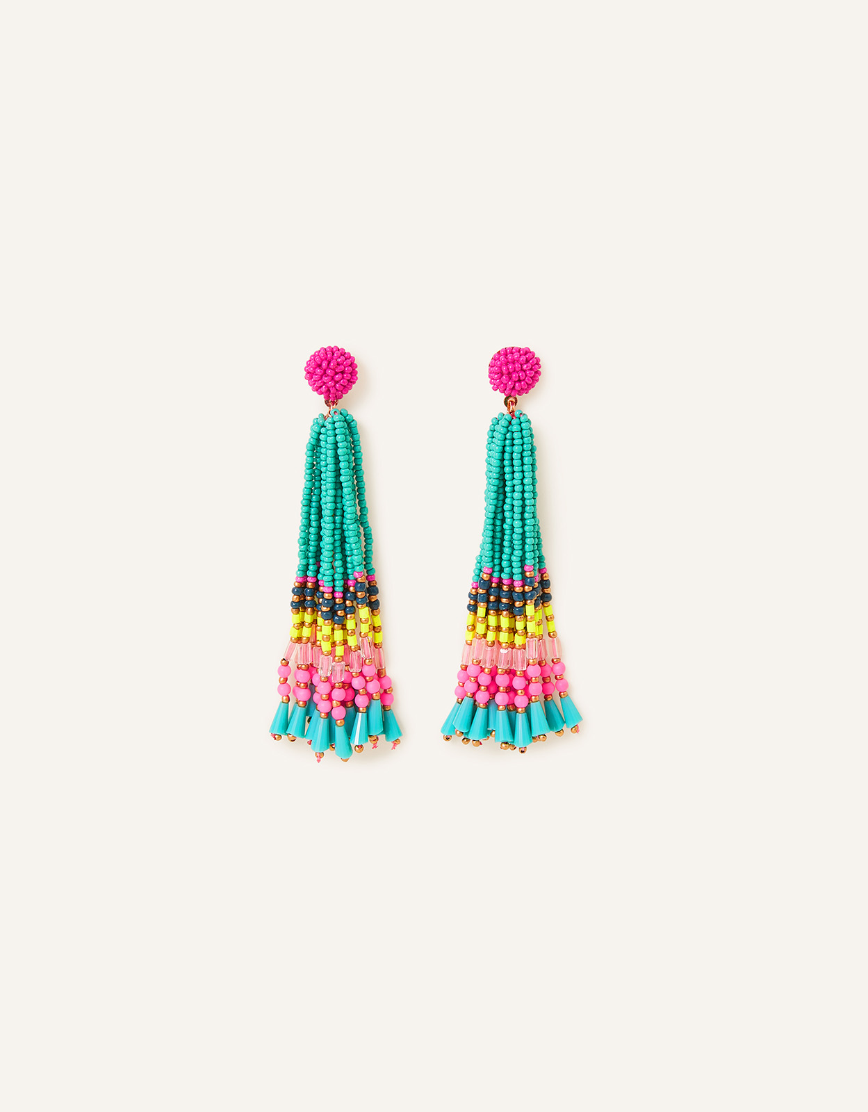 Accessorize Women's Beaded Tassel Earrings, Size: 8cm