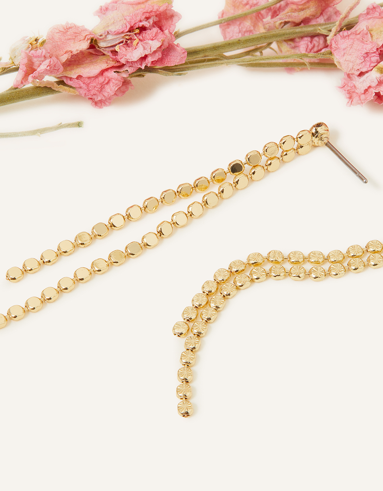 Accessorize Women's 14ct Gold-Plated Diamond Cut Long Chain Earrings